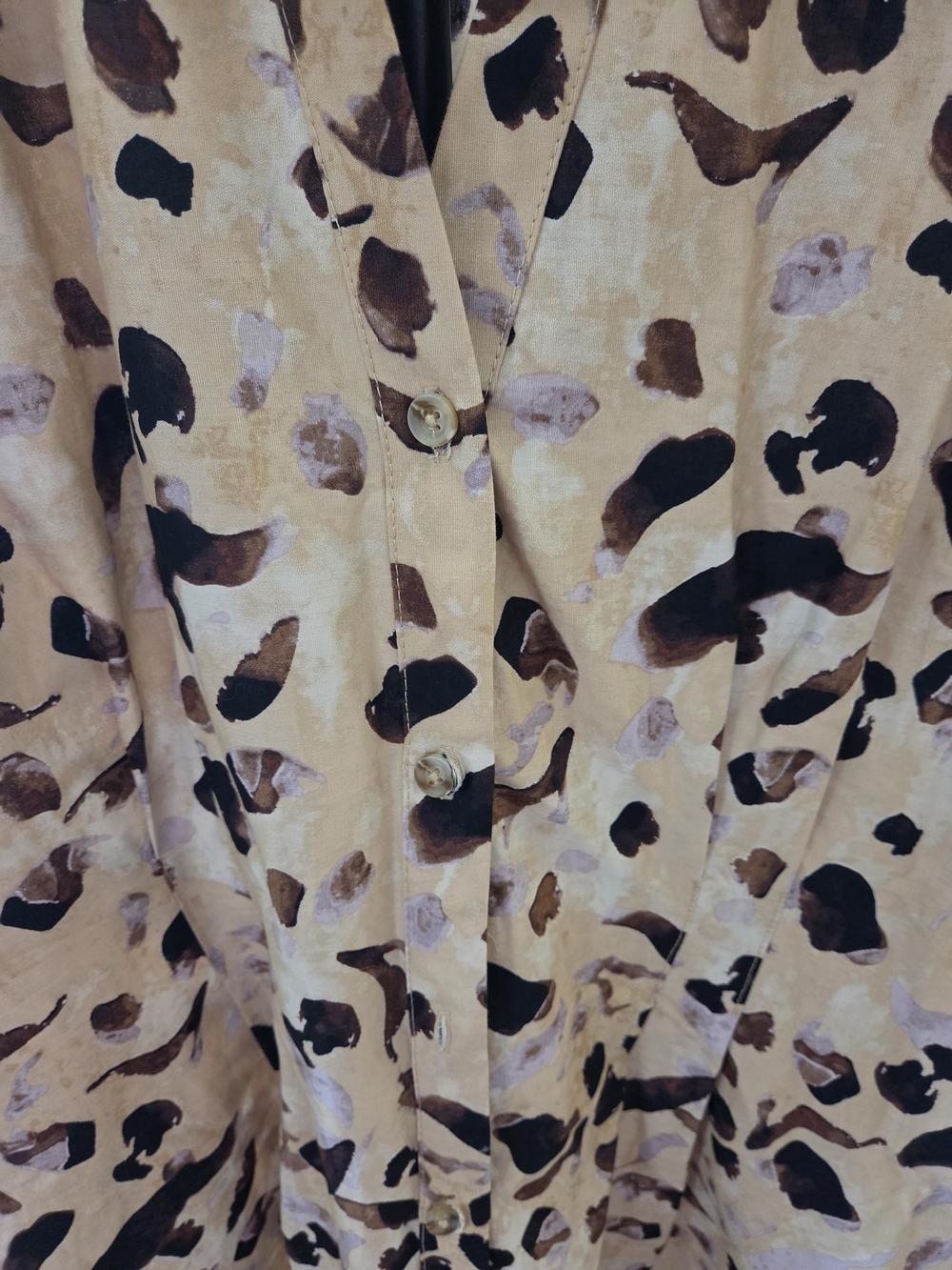 NWT Donna Ricco Beige and Black Leopard Midi Shirt Dress - Picture 2 of 7